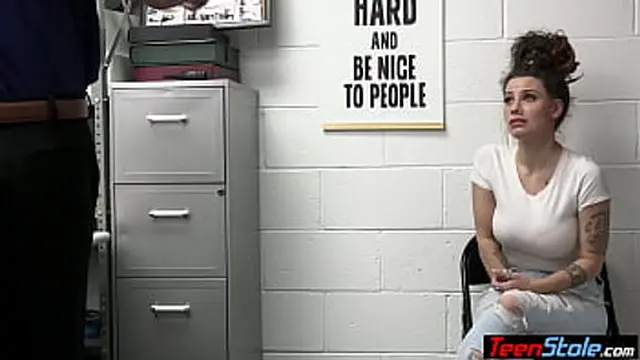 Busty inked teen shoplifter fucked by a dirty cop on CCTV