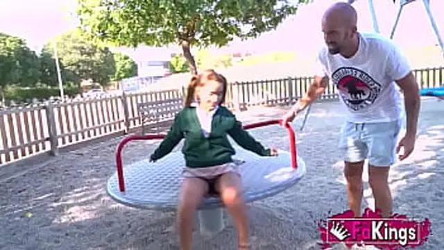 Public exhibitionism with a tiny babe and a BIG COCK!