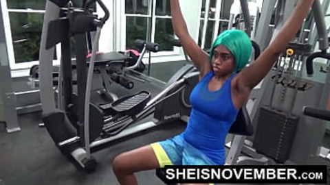 HD Busty Black Gym Slut Nailed By Horny Stranger Catching Her Nude Workout In Gymnasium Demanding Kneeling POV Blowjob, Face, And Hardcore Public Doggystyle Sex, Taboo Erotica On Sheisnovember