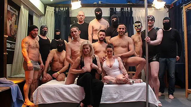 Senior women coated in semen